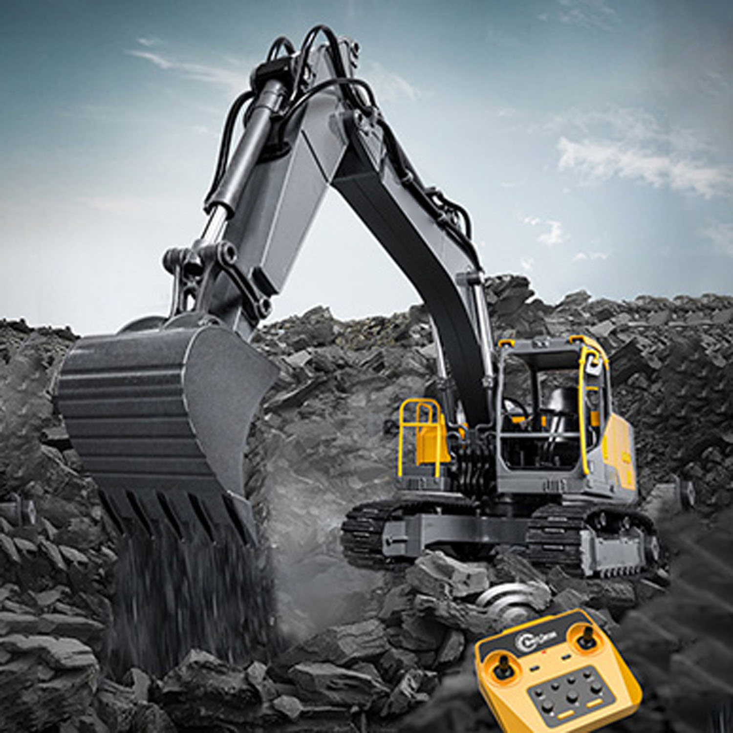 Rc Excavator Hydraulic - 1/16 DoubleE E598 003 Electric Lifting