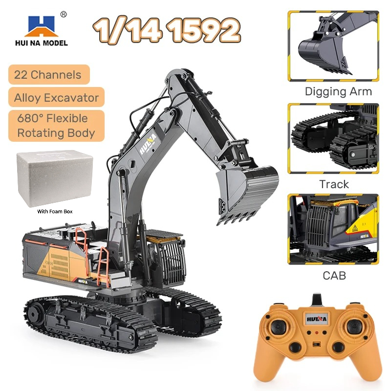 HUINA 1592 1/14 Scale 22 Chann - Rc Excavator Hydraulic 评论和价格