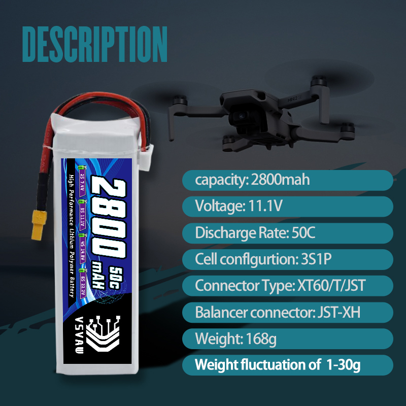 VSVAW 3S 2800mAh Lipo Battery  - Hobby Rc Quadcopters & Multirotors 评论和价格